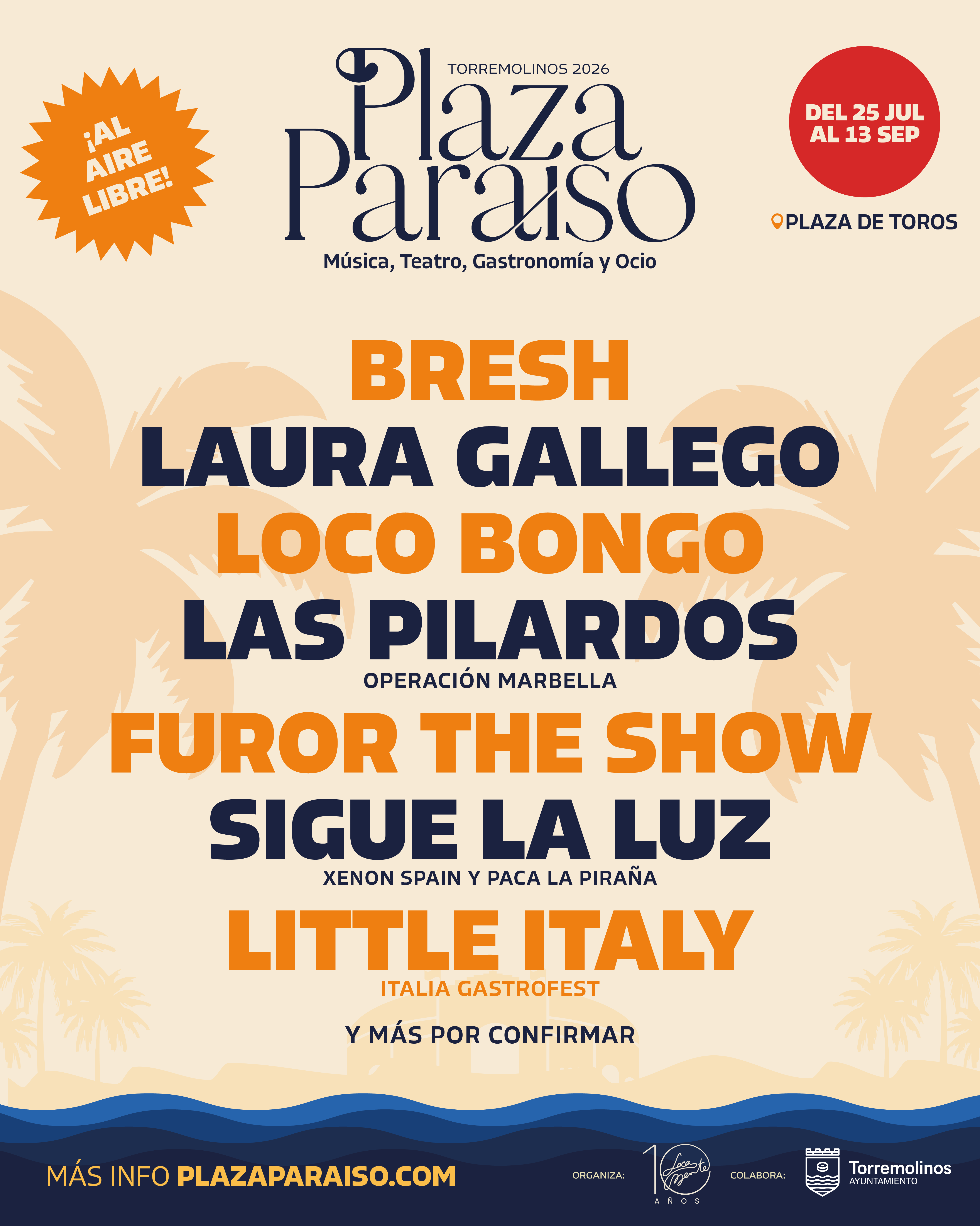 Cartel del line-up de Plaza Paraíso 2026.